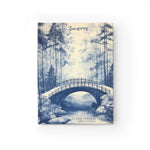 Personalized Toile De Jouy "Write to Dream" Journal, Bridge in Vintage Blue, Custom Gift, Ruled Line, Hardcover