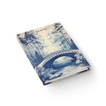 Personalized Toile De Jouy "Write to Dream" Journal, Bridge in Vintage Blue, Custom Gift, Ruled Line, Hardcover