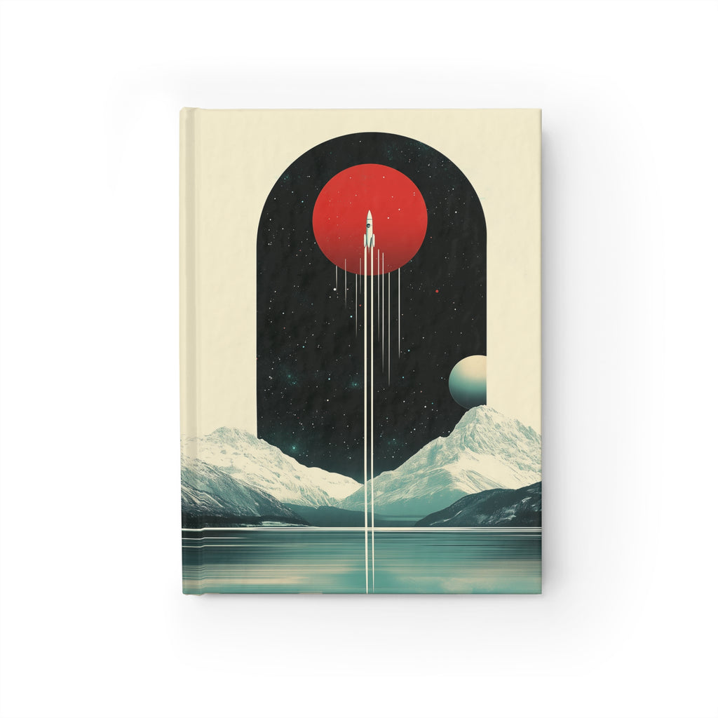 Rocket in Front of Red Moon Journal - Blank